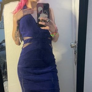 New with tags! Purple halter strap dress with mesh design on front 👾